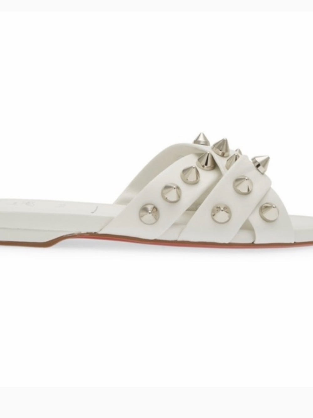 Christian Louboutin White Miss Spika Slide Sandals Size 8 - Picture 2 of 11